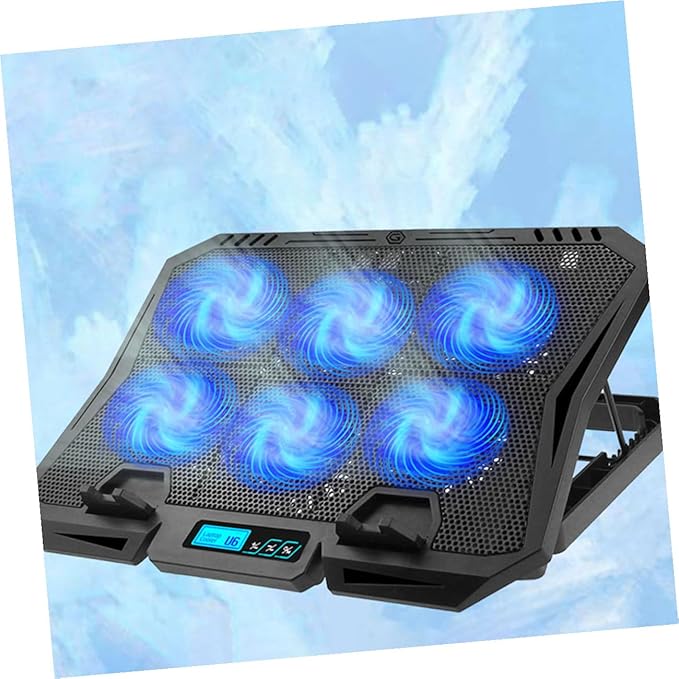 Kisangel Laptop Cooling Pad and Stand 15.6-inch with Adjustable Fan Speed Quiet USB Laptop Cooler for PC Notebook Blue LED Light Cooling Base for Home and Office Use