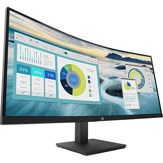 HP P34HC G4 34 WQHD Curved Screen Edge LED LCD Monitor - Vertical Alignment - 3440 x 1440 - 250 Nit - 100 Hz RR - HDMI - Display Port - Black