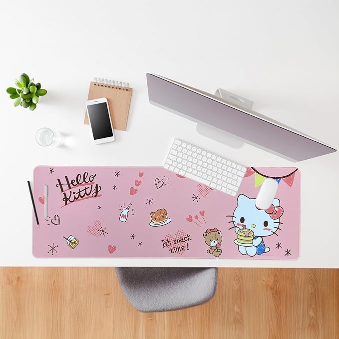 Hello Kitty Mouse Pad | Hello Kitty Placemat | Hello Kitty Room Decor | Kitty Kawaii Gaming Mat | Kawaii Kitty Runner | Girls Place Game Mat | Girls Mouse Pad | Pink | 36 X 12 | Officially Licensed