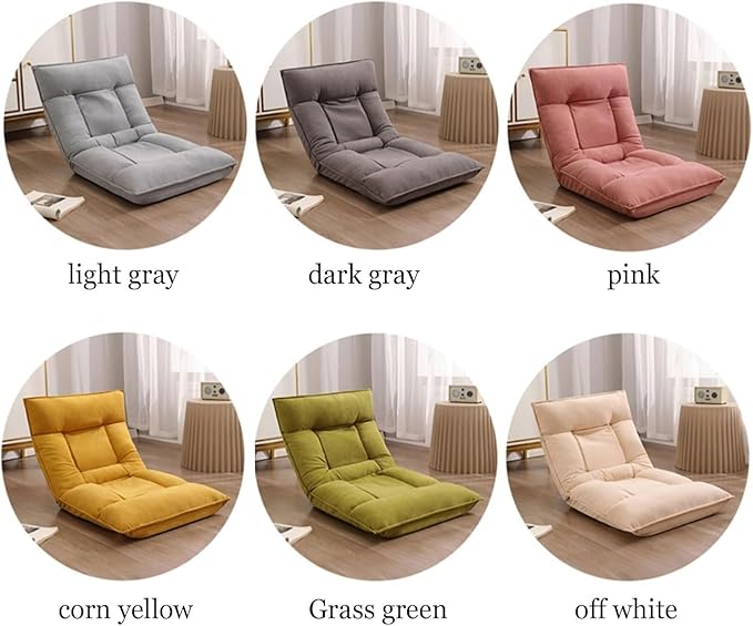 BTZHY Floor Chair Folding Floor Chair with Back Support - Multi-Level Adjustment for Men and Women - Single Sofa Folding Floor Chair(Dark Gray)