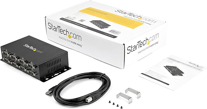 StarTech.com 8 Port USB to Serial RS232 Adapter - Wall Mount - Din Rail - COM Port Retention - FTDI USB to DB9 RS232 Hub TAA (ICUSB2328I)