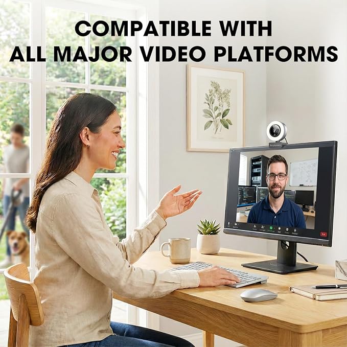 2K Webcam for PC with Microphone &amp Built-in Light USB Computer Camera for PC/Laptop/Mac/Monitor Streaming Webcam with Privacy Cover for Zoom/Skype/Teams/Video Calling/Conference/Online Classes
