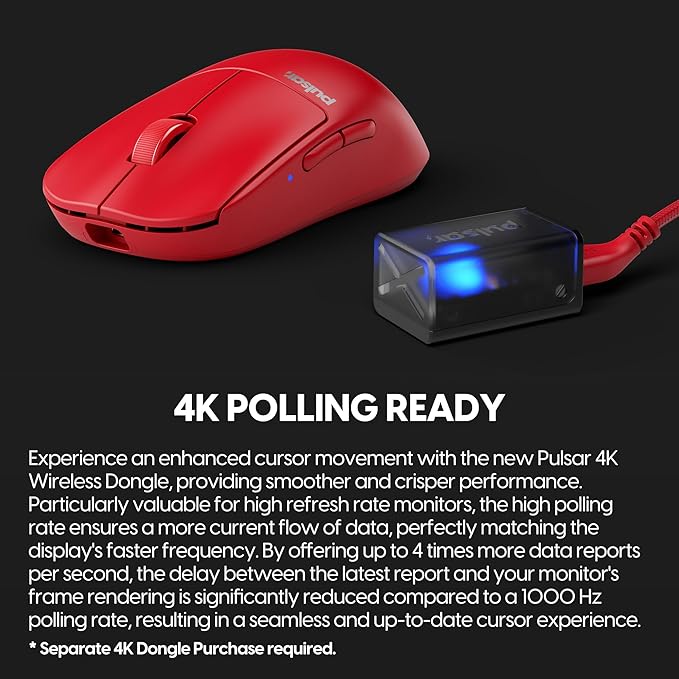 Pulsar Gaming Gears X2 v2 mini Wireless Gaming Mouse Limited Color Edition Ultra Lightweight 1.80 oz (51 g) Symmetrical Optical Switch 26000 DPI PAW3395 Sensor (Mini Wireless Red) (Renewed)