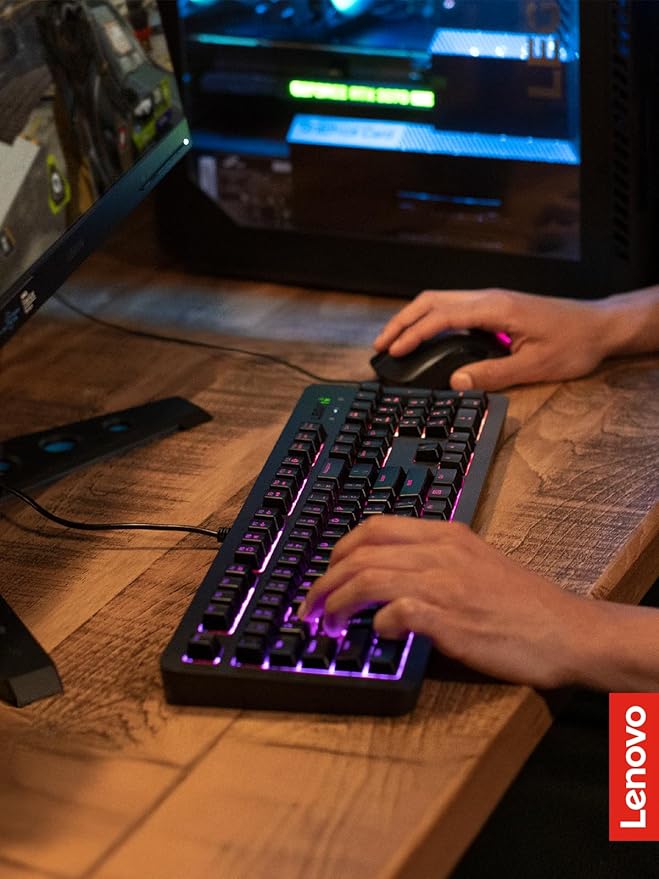 Lenovo Legion KM310 RGB Wired Gaming Keyboard &amp Mouse Combo - K310 Keyboard w/Silent Operation &amp Compact Water-Resistant Design - M300S Mouse with 8000 Adjustable DPI 220 IPS 6 Programmable
