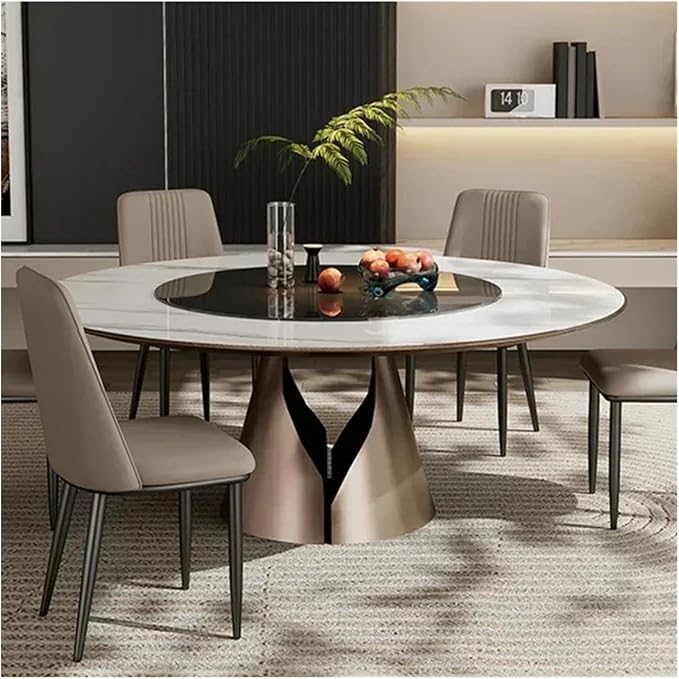 Adjustable Office Computer Chair with Armrest 1pcs Leather Upholstered Dining Chair with Metal Chair Legs Home Furniture(Brown)