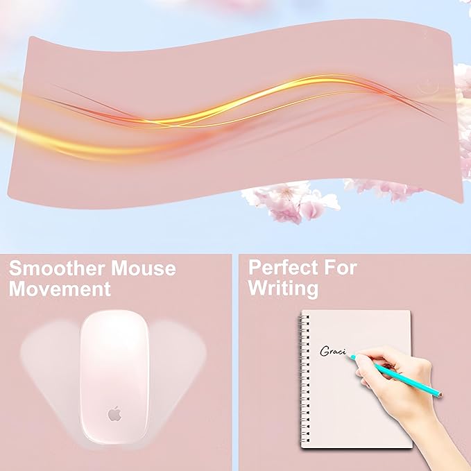 Desk Mat with Wireless Charging Pink Mouse Pad with Wireless Charger Desk Pad Matt for Desktop Mousepad Gaming Large Mouse Pad Leather Compute for Keyboard and Mouse 32 x 16
