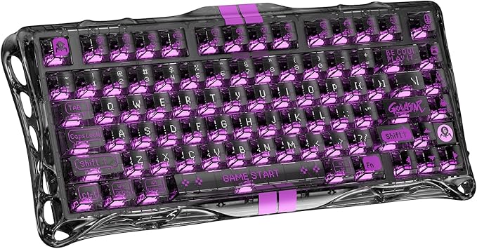 GravaStar Mercury V75 Lite Hall Effect Magnetic Gaming Keyboard – 8KHz Rapid Trigger Wired 75% Keyboard Adjustable Actuation Hot-Swappable Switches Transparent RGB for PC/Mac