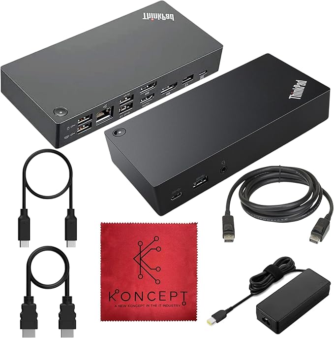 40AS0090US Lenovo Thinkpad Docking Station USB-C Gen 2-1 Year Warranty - Thinkpad Thunderbolt 3 Dock HDMI DisplayPort &amp USB C Cable - Universal Docking Station (Renewed)