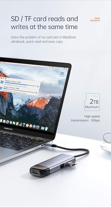 Mcdodo USB C Hub Adapter 8 in 1 Type C Hub with Ethernet Port 4K HDMI3 USB 3.0 PortsSD/TF Card Reader100W USB C PD Charging Thunderbolt 3 Compatible with MacBook Pro AirChromebook PixelPhone