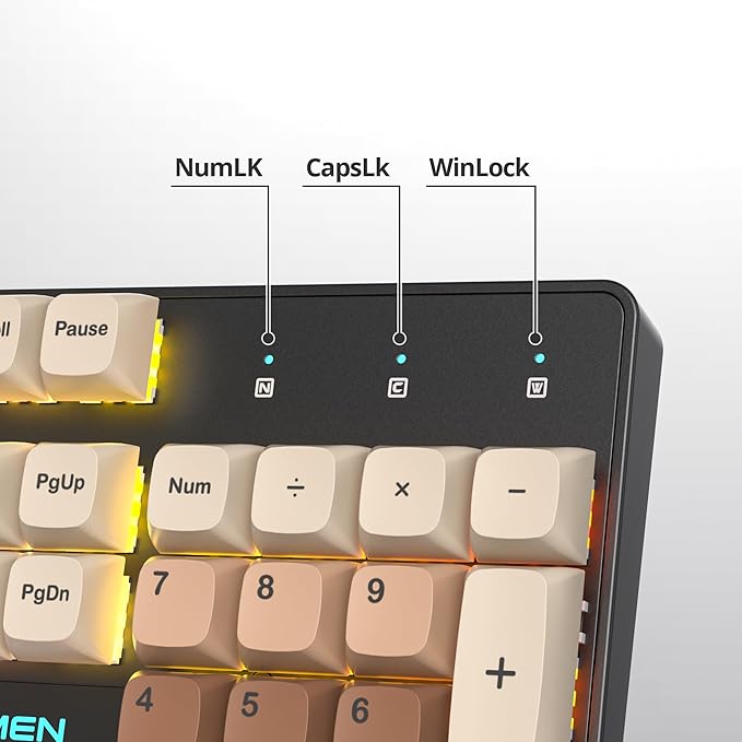 surmen Brown Wired Mechanical Keyboard Full-Size 104-Key RGB Thocky Keyboard with Number Pad USB Retro PBT Keycaps for Win Gaming/Office (104 Coffee)