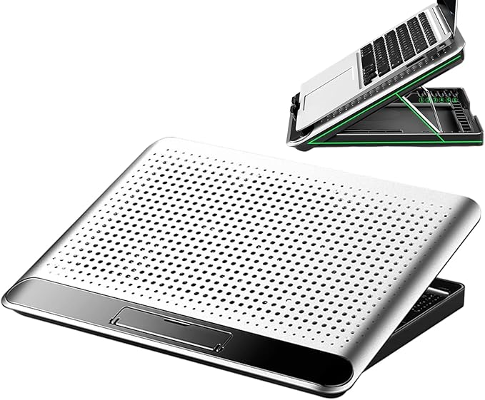 Laptop Cooling Pad - Adjustable Computer Cooler Support Laptop Cooling Pad Quiet Aluminum Alloy Computer Laptopss Stand with Fan | for Desk Keyboard Tablet Book Home Workplace Dorm Apartment