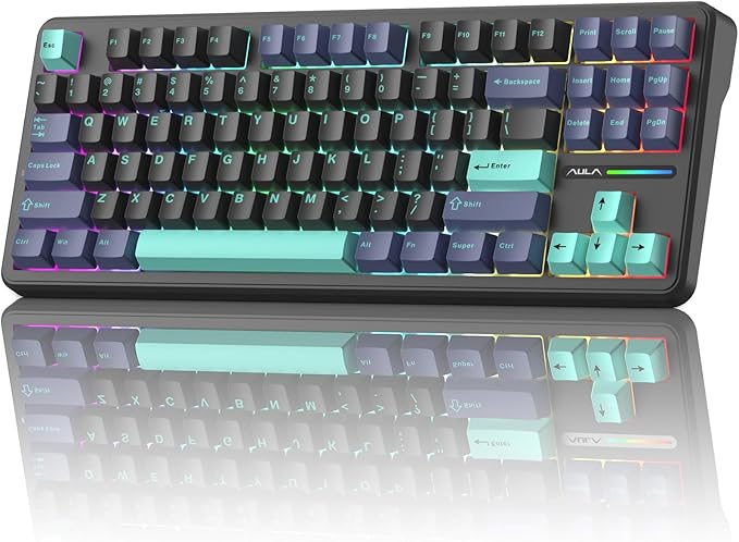 Aula F87 Pro Wireless Mechanical Keyboard 87-Key TKL Tri-Mode (BT5.0/2.4G/USB-C) Hot Swappable Gasket Mount Keyboard 4000mAh Battery RGB Backlit PBT Keycaps Custom Gaming Keyboard for PC Mac