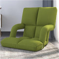 Floor Chair Back Support Folding Sofa Adjustable Positions Padded Lazy Sofa Breathable Floor Gaming Chair for Reading Meditating(Green-A)