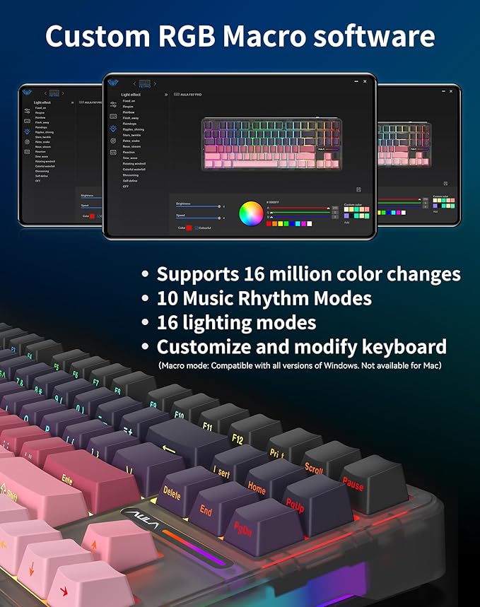 AULA F87 Pro Wireless Mechanical Keyboard Gasket Mount Hot-Swappable Custom Gaming Keyboard with 8000mAh Longest Battery - Tri-Mode BT/2.4Ghz/USB-C Pre-Lubed Linear Switches RGB for PC/Mac/PS5/Xbox