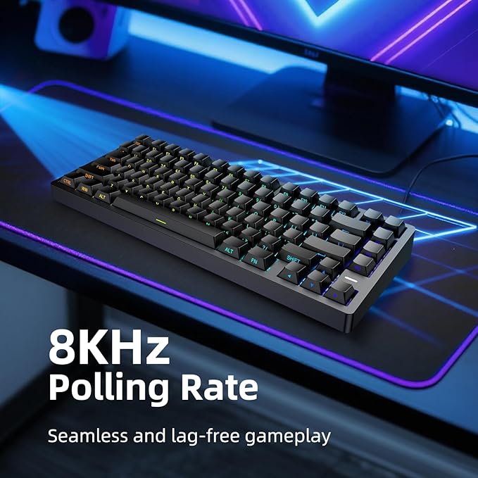 Mars75 Wired Magnetic Switch Keyboard 75% Layout0.001MM RT Accuracy 8KHZ Polling Rate/Latency As 0.125MS/256KHZ Single Key Scan Rate/ARGBHot Swappable Gaming Keyboard(Black)
