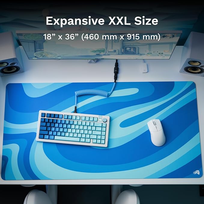 GLORIOUS Gaming Mouse Pad GMP 2 - Ocean - XXL - Spill-Proof Mouse Pad Optimised for Gaming Sensors Balanced Surface for Speed &amp Control Anti-fray Edges - 915mm x 460mm x 3mm - 2XL Desk Mat