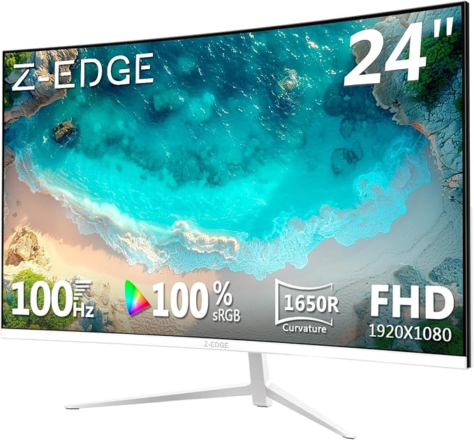 Z-Edge 24-inch Curved Gaming Monitor Full HD 1080P 1920x1080 LED Backlight Monitor with 100Hz Refresh Rate and Eye-Care Technology U24C 178° Wide View Angle DP+HDMI
