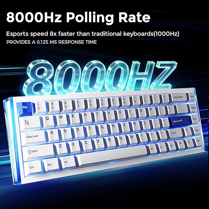 DAREU COOL68 60% Wired Gaming Keyboard Rapid Trigger Magnetic Switch Keyboard with 8000Hz Polling Rate Adjustable Actuation 0.1ms Latency SOCD Gasket Mount Hot swappable RGB Light