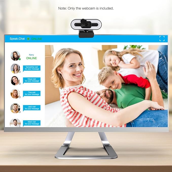 4K USB Plug and Play Webcam with Built in Microphone Lighting for Video Call Live Stream Conference Online Teaching