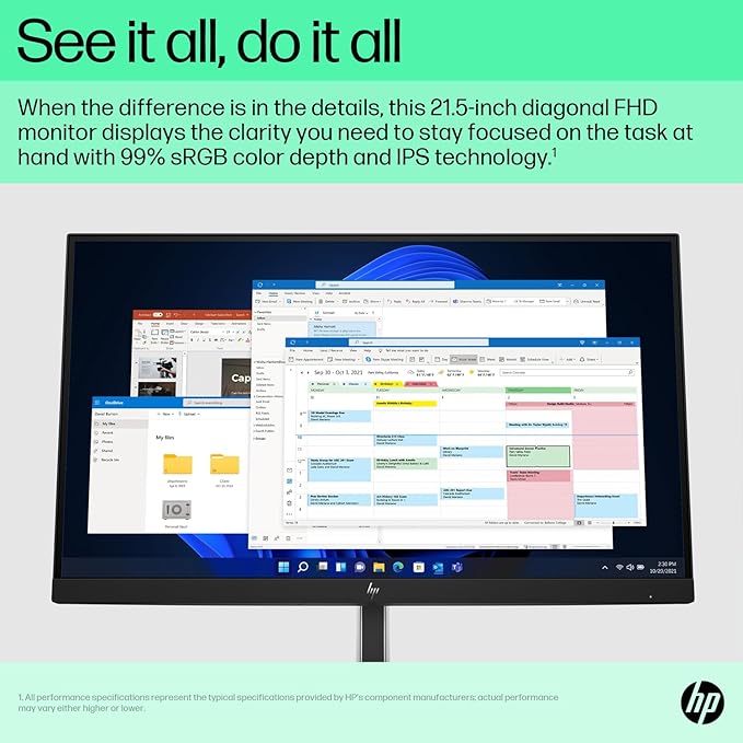 HP E22 G5 22 FHD IPS Monitor with 5ms Response Time Anti Glare Flicker Free VESA Mount (100 x 100mm) Displayport HDMI &amp Dockztorm USB Port Expander Black/Silver (6N4E8AA#ABA)