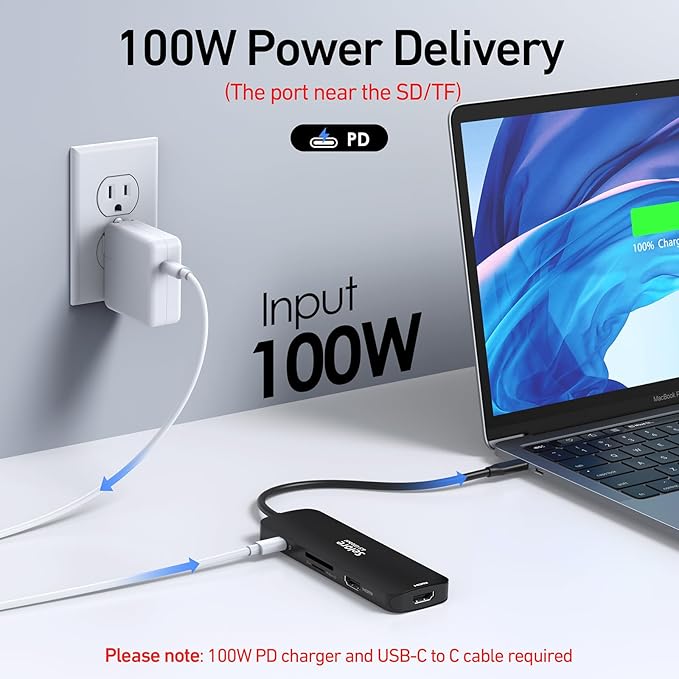 USB C Docking Station Dual HDMI Monitor USB C to Dual HDMI Adapter with 2HDMI Ports PD Charging SD/TF USB A&ampC 3.0 Ports Laptop Docking Station for Dell XPS/HP/Lenovo/Surface/Yoga etc(Black)