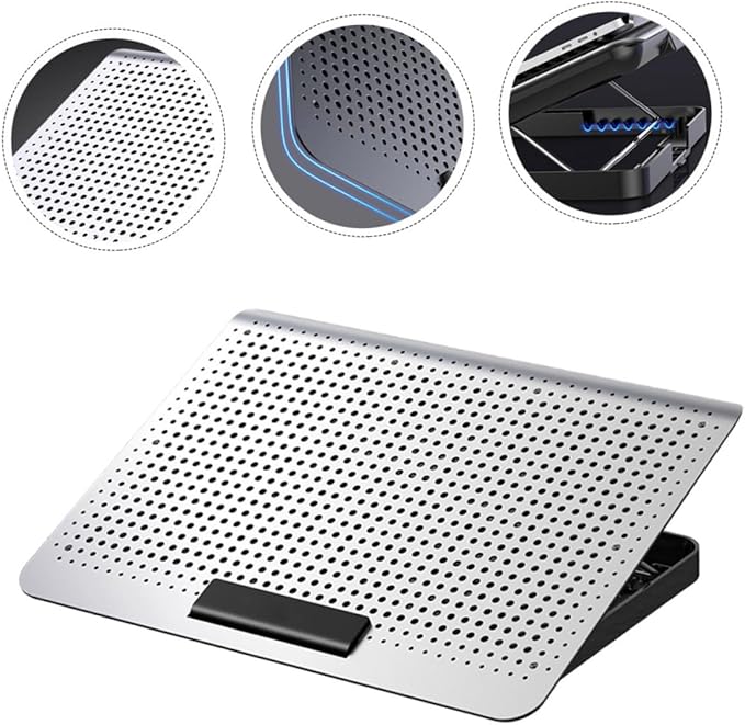 Laptop Cooler Stand with Adjustable Silent Fan Aluminum Alloy Notebook Radiator for Heat Dissipation Ergonomic Cooling Accessory for Home Office and School Use