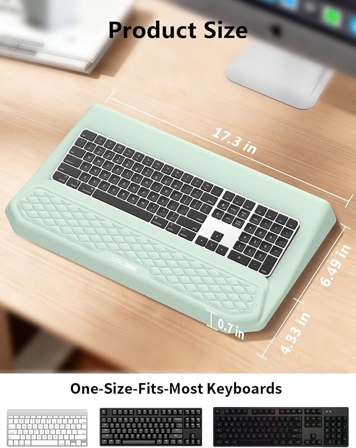 2-in-1 Ergonomic Keyboard Stand with Wrist Rest Comfy Keyboard Riser Holder with Massage Design Light Green