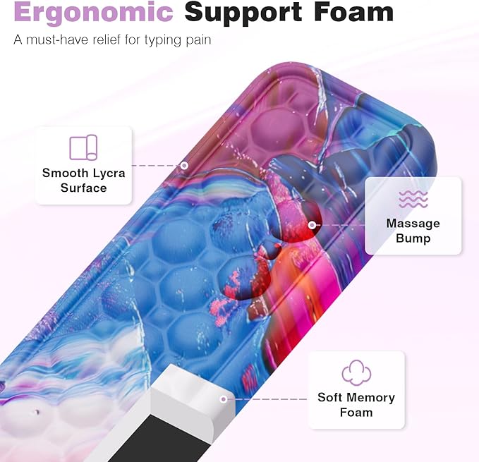 Ospelelf Ergonomic Wrist Rest for Computer Keyboard Pad Large Arm Rest Wrist Support for Mouse Relieve Wrist Pain Multicolored