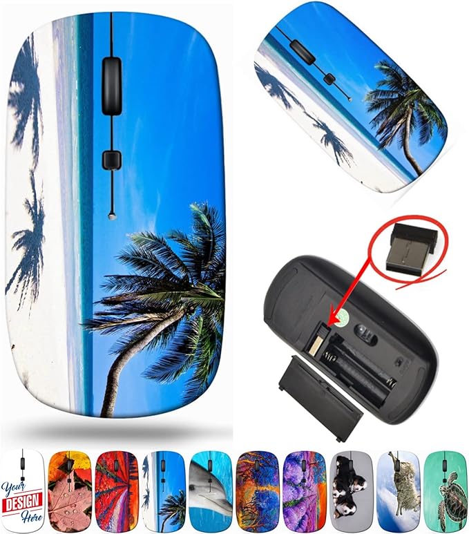 maizi Cordless Mouse for Mac Laptop PC Chromebook Cordless Mice Image ID: 30120979 a Beach is Beautiful 2.4G Portable with USB Receiver Printed in USA
