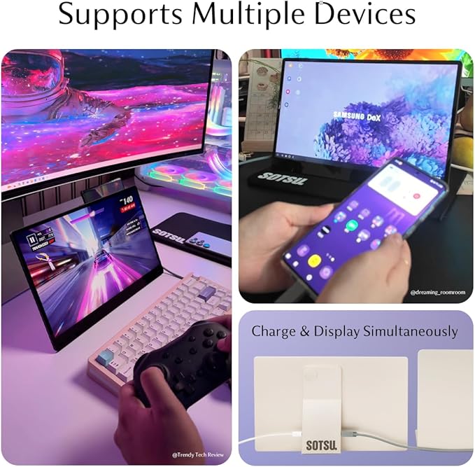 SOTSU FlipAction Go 14 Premium Portable Monitor | Full HD 1080p | 400 Nits | 100% sRGB | Robust yet Lightweight | Pivoting Landscape &amp Portrait Display | Tempered Glass Cover | USB-C &amp Mini H