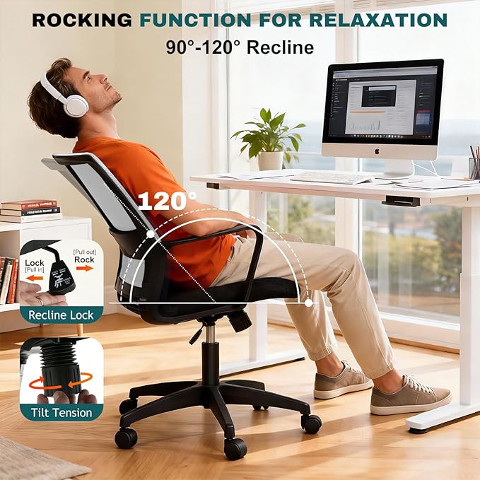 PayLessHere Gaming Chair Ergonomic Computer Chair Office Chair Video Game Chairs with Lumbar Support Desk Chair Armrest Mid Black Cushion Swivel Rolling Chair with Wheels for Home Office (White)
