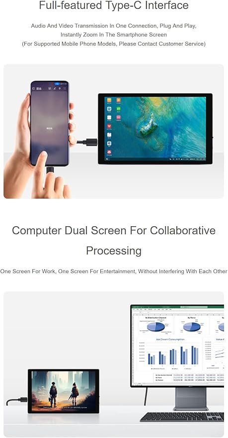 8inch 1280×800 IPS Capacitive Touch Display for Raspberry Pi Jetson Nano Smartphone with Optical Bonding Toughened Glass Panel Interface HDMI Type-C Hi-Fi Speaker (8HP-CAPLCD Monitor)