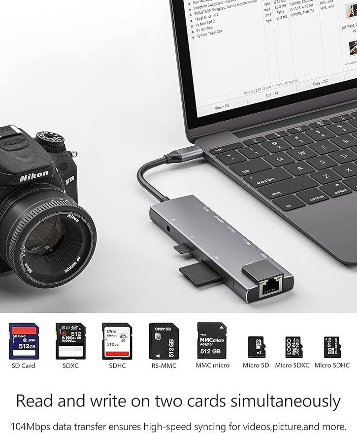 USB C Hub 9 in 1 Multiport Adapter w/Gigabit Ethernet100W PD4K@60Hz2 USB 3.0USB C 3.0 DataSD/TF Card Reader3.5mm JackDongle Docking Station for MacBook iPad Pro iPhone 15 Steam Deck/Rog Ally