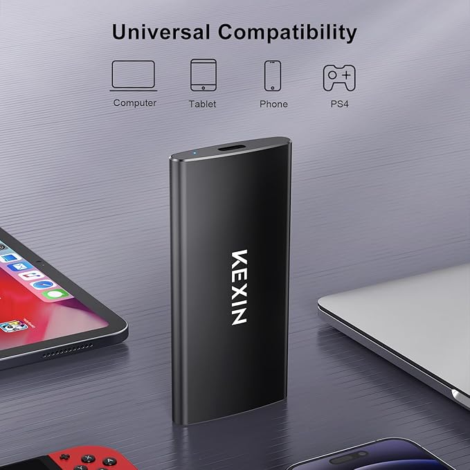KEXIN 512GB External SSD Up to 500MB/s USB-C Portable SSD USB 3.1 External Solid State Drive 512G Type-C External Drive for Laptop Mac XboxPS4