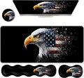 Ergonomic Keyboard Wrist Rest &amp Mouse Pad Wrist Rest SetXL Gaming Desk Mat 31.5x 11.8Non-Slip BaseMemory FoamEasy Typing Pain Relief for Office &amp HomeEagle American Flag