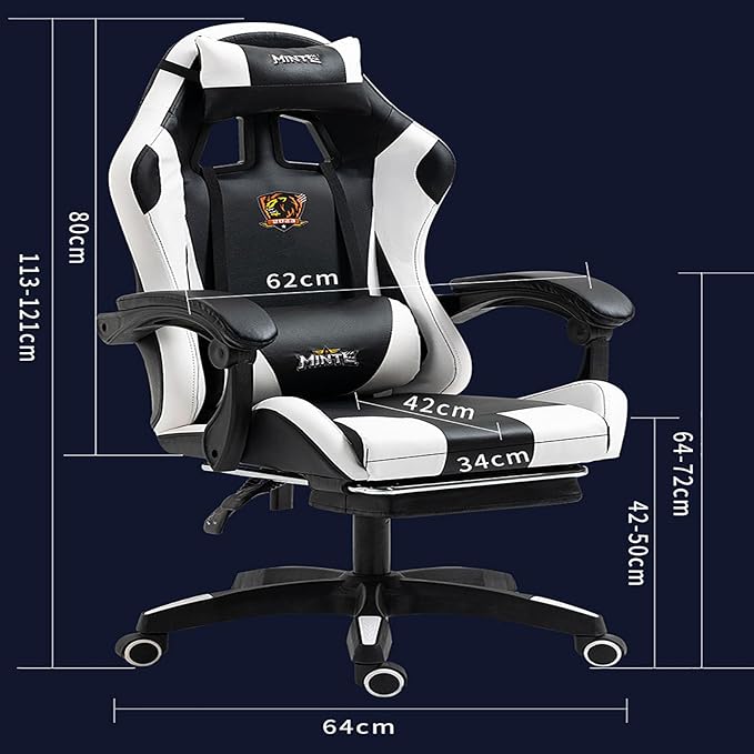 Gaming Chair with Footrest E-Sports Chair Live Broadcast Home Fashionable Reclining Lift Office Computer Dormitory Swivel Chair Ergonomic Racing Game Chair Latex Back Cushion Easy to Install