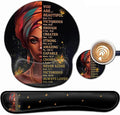 Ergonomic Gaming Mouse Pad Wrist Support and Memory Foam Keyboard Wrist Rest with Anti-Slip Base for Home Office Computer Desk Pad Gel Black Mouse Pad Easy Typing African American Women Black Girl