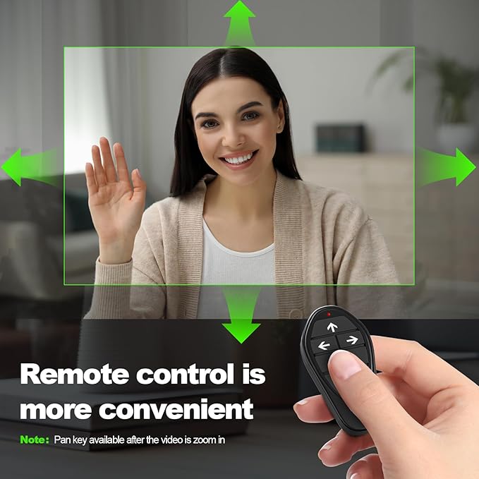 Webcam for PC/Laptop/Mac with Remote Control 2K Computer Camera Low-Light Correction AI-Noise Canceling Mics Adjustable Field of View Built-in Privacy Cover Stereo Mics