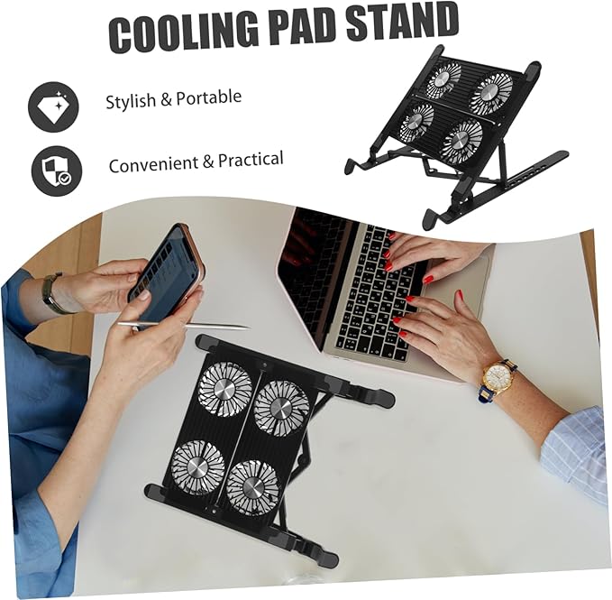1Set Adjustable Laptop Cooling Stand with Upward Blowing Design Portable Notebook Fan for Optimal Heat Dissipation and Ergonomic Comfort for Go Use