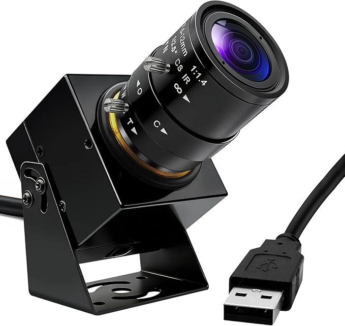 Global Shutter USB Camera 1200P Manual Zoom Webcam HD 90fps High Speed USB Camera with 2.8-12mm Lens Plug &amp Play for Machine Vision/High-Speed Inspection/Motion Analysis