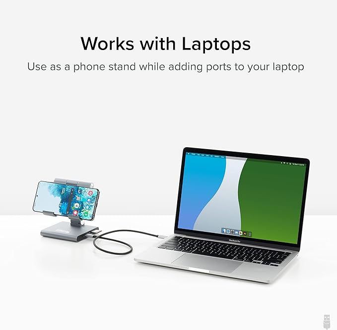 Plugable 8-in-1 USB C Hub for iPad with Stand 100W Pass-Through Charging USB C Docking Station for iPad 1x HDMI 2X USB Audio SD Driverless Compatible with Windows iPadOS Phones Tablets
