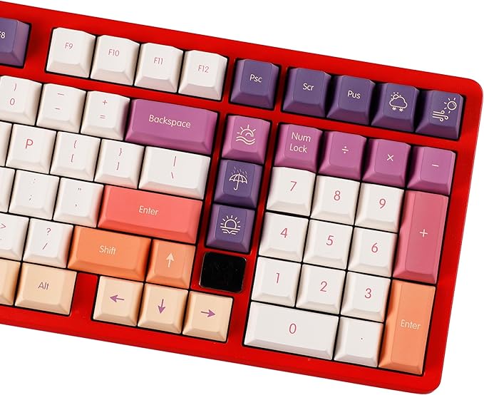 YMDK 143 Smoke Cloud Keycaps Dye-Sub Thick PBT Cherry Profile Key caps for TKL 61 64 68 75 87 96 104 108 GMMK MX Mechanical Keyboard