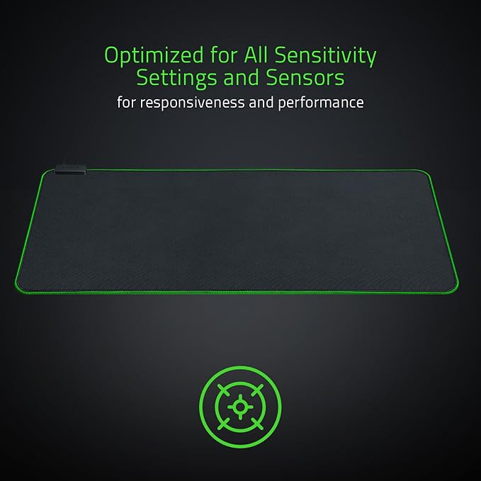 Razer Goliathus Extended Chroma Gaming Mousepad: Customizable Chroma RGB Lighting - Soft Cloth Material - Balanced Control &amp Speed - Non-Slip Rubber Base - Classic Black