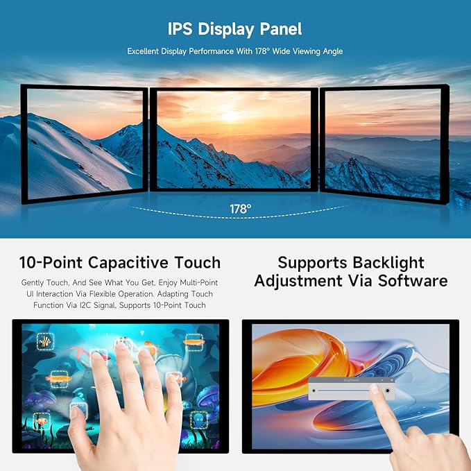 waveshare 10.1inch DSI Capacitive Touch Display Comaptible with Raspberry Pi 5/4B/3B 800×1280 IPS Panell 10-Point Touch