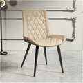 Adjustable Office Computer Chair with Armrest Leather Dining Chairs Living Room Household Stool Foot Backrest Dining Chair(Beige-Black)