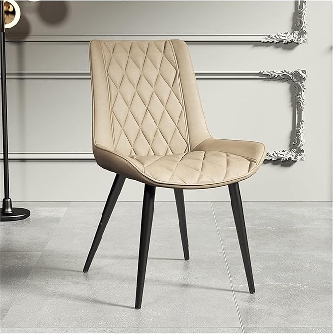 Adjustable Office Computer Chair with Armrest Leather Dining Chairs Living Room Household Stool Foot Backrest Dining Chair(Beige-Black)