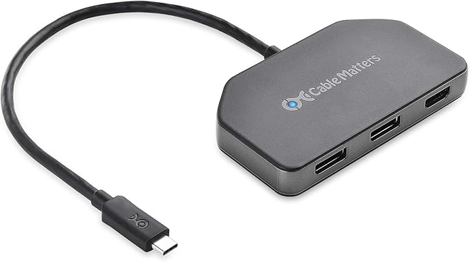 Cable Matters 4K Triple Display USB C Hub with 2X DisplayPort 1x HDMI and 100W Charging for Windows - DisplayPort 1.4 and DSC 1.2 Enabled for Triple 4K 60Hz Display - Not Compatible with Mac