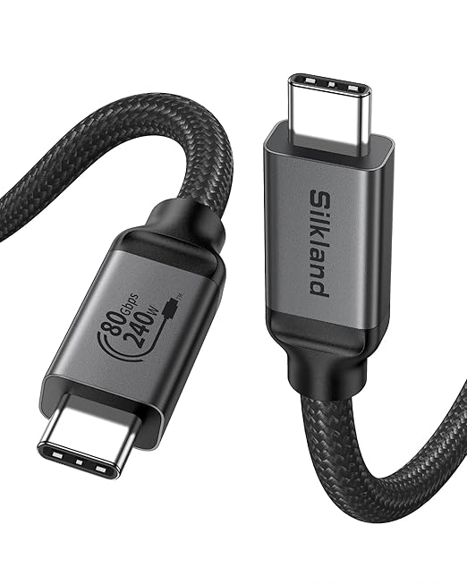 Silkland 80Gbps USB 4 for Thunderbolt 5 Cable 10FT/3M up to 120Gbps Bandwidth for Dual 8K 240W PD 3.1 Charging Braided USB C Video Cable Compatible Thunderbolt 4 MacBook iPhone 17 SSD Dock