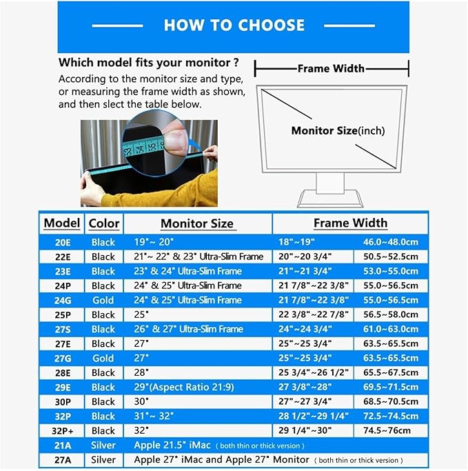 Thick Frame LCD LED Video Monitor Hood Sunshade Sunhood for Dell HP Viewsonic Philips Samsung LG EIZO NEC ASUS ACER BENQ AOC Lenovo iMac Fits Monitor Frame