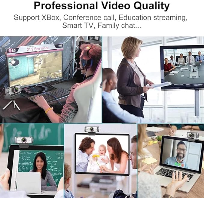 120° Wide Angle Webcam Full 1080P with Tripod Web Camera Video Conference for Computer Metting